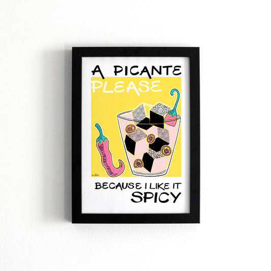 Picante Cocktail Bar/Kitchen Art Print Yellow - Unframed Various Sizes